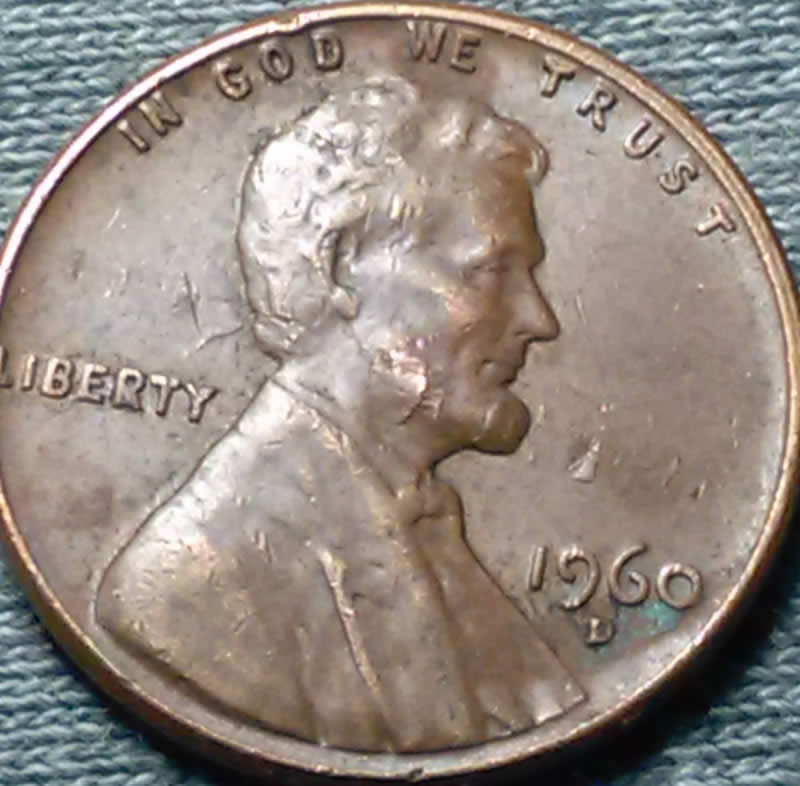 1960-D--LC-With-Lamination-Error-On-Neck,-Chin,-Head-And-In-Fields